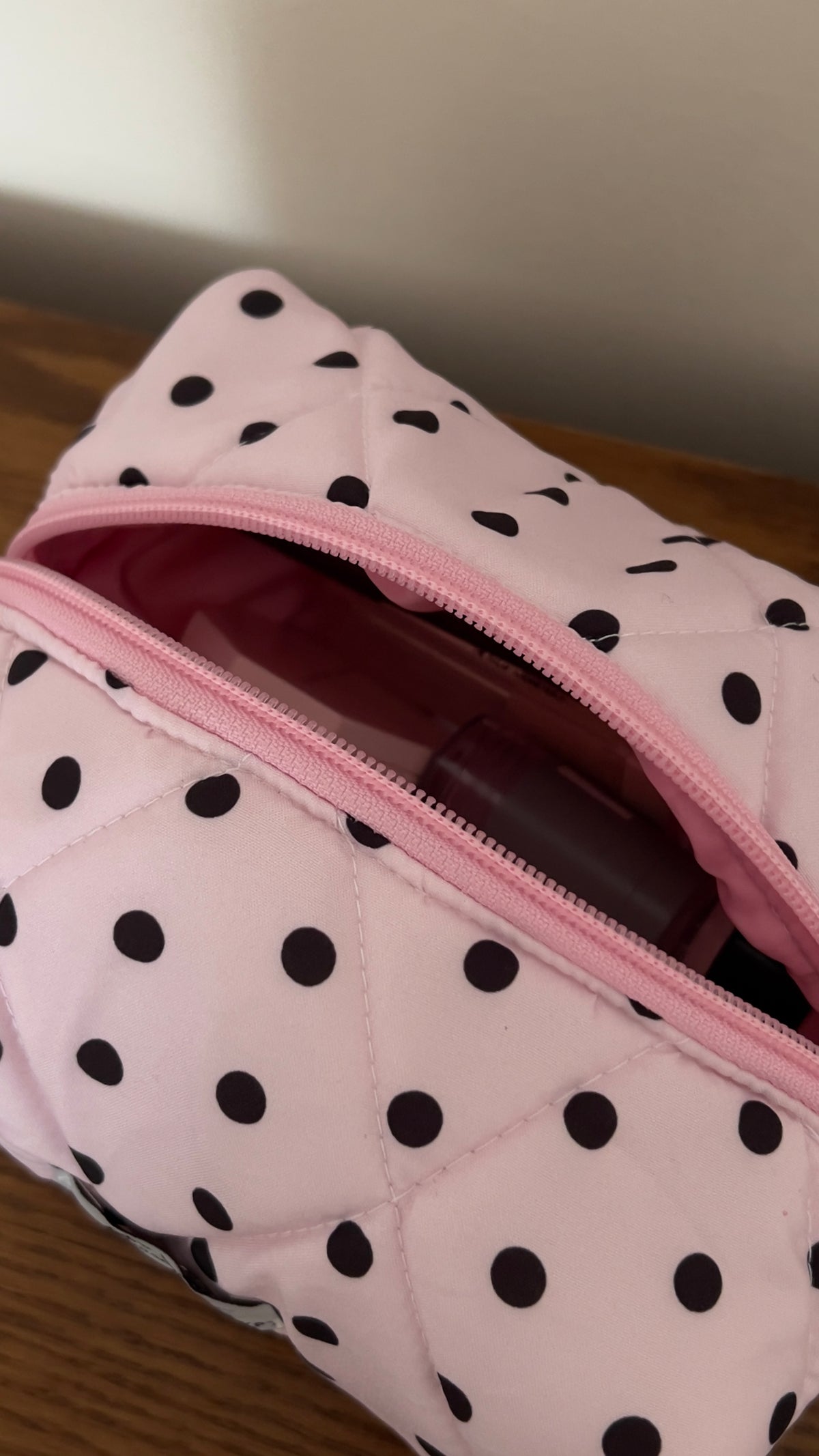 Pink polkadot pouch