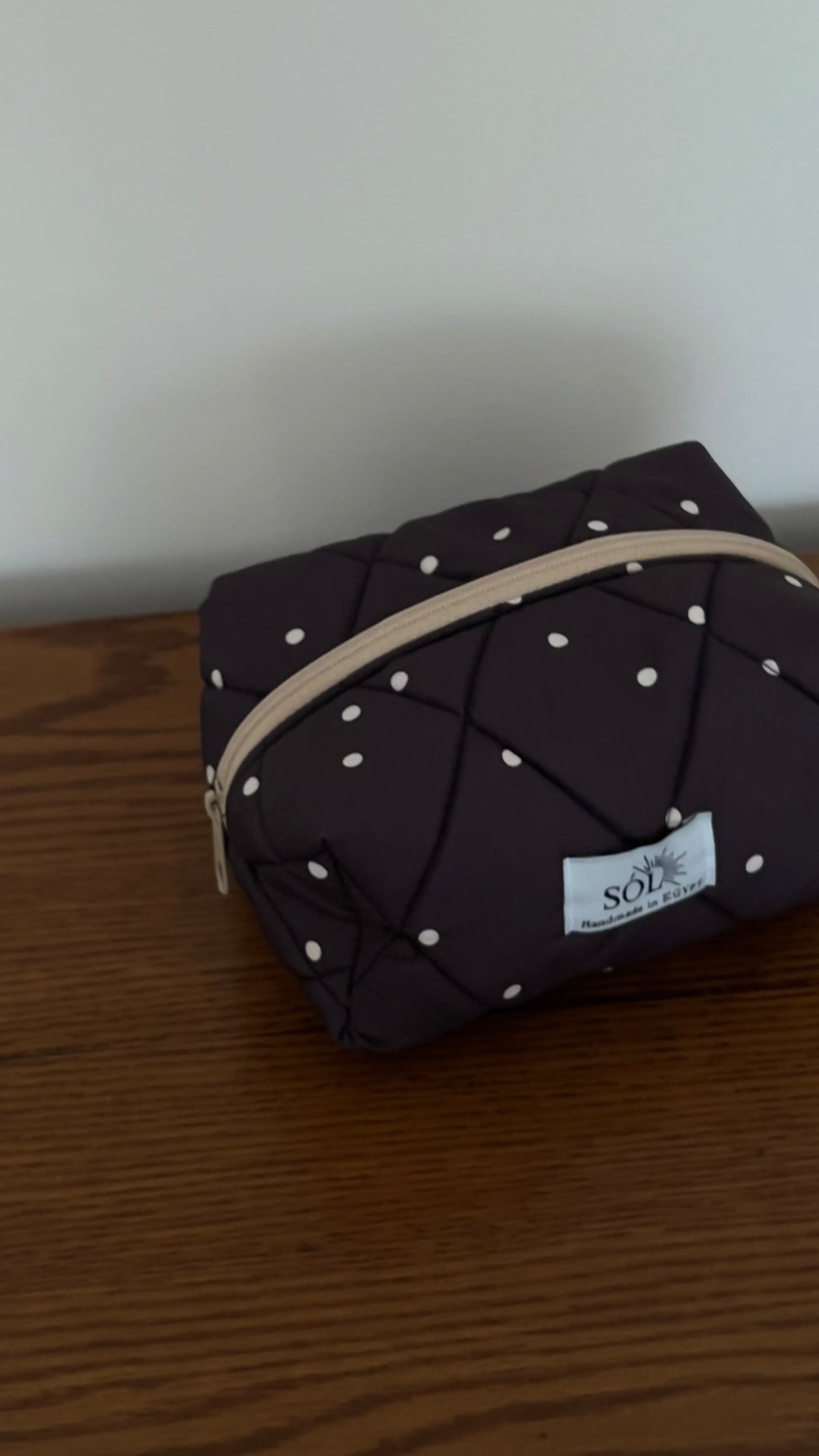 Espresso polka dot pouch