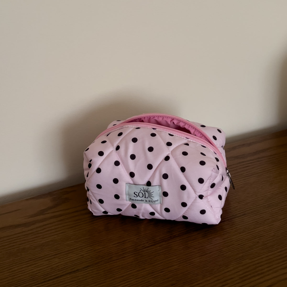 Pink polkadot pouch