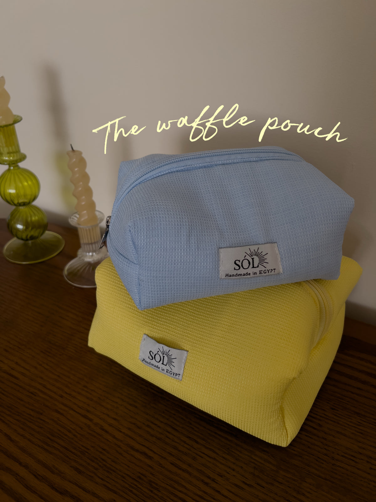 Butter yellow waffle pouch